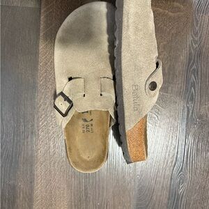 Beige Suede Men's Slip-On Sandals